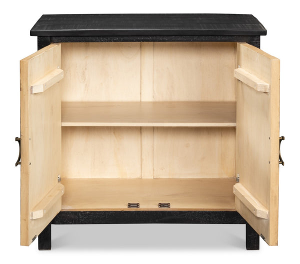 Sarreid Centrum Stylish 2 Door Sideboard - Elegant Mango Wood With Removable Shelf & Distressed Finish Brown  53817