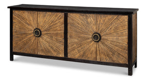 Sarreid Centrum 4 Door Sideboard - Stylish Mango Wood Storage With Removable Shelves & Unique Distressed Finish Brown  53818
