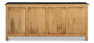 Sarreid Centrum 4 Door Sideboard - Stylish Mango Wood Storage With Removable Shelves & Unique Distressed Finish Brown  53818