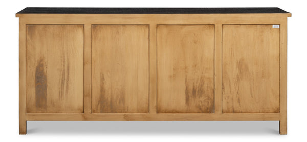 Sarreid Centrum 4 Door Sideboard - Stylish Mango Wood Storage With Removable Shelves & Unique Distressed Finish Brown  53818