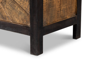 Sarreid Centrum 4 Door Sideboard - Stylish Mango Wood Storage With Removable Shelves & Unique Distressed Finish Brown  53818