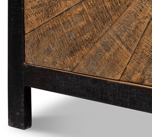 Sarreid Centrum 4 Door Sideboard - Stylish Mango Wood Storage With Removable Shelves & Unique Distressed Finish Brown  53818