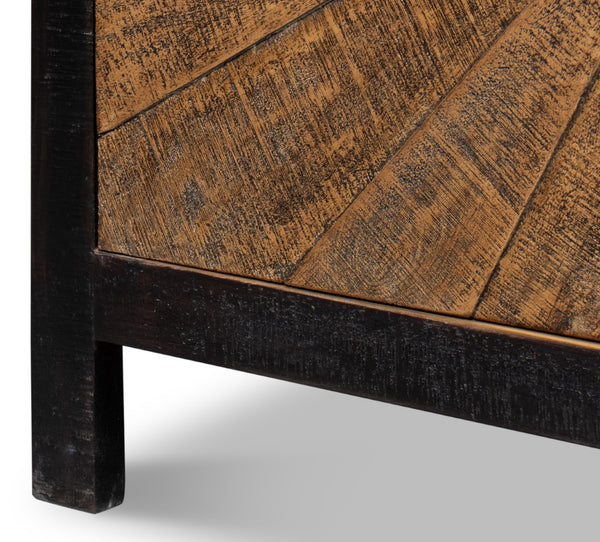 Sarreid Centrum 4 Door Sideboard - Stylish Mango Wood Storage With Removable Shelves & Unique Distressed Finish Brown  53818