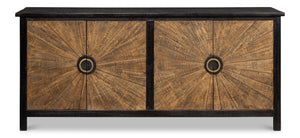 Sarreid Centrum 4 Door Sideboard - Stylish Mango Wood Storage With Removable Shelves & Unique Distressed Finish Brown  53818