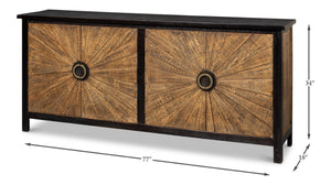 Sarreid Centrum 4 Door Sideboard - Stylish Mango Wood Storage With Removable Shelves & Unique Distressed Finish Brown  53818