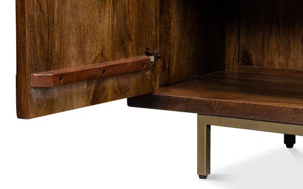 Sarreid Griglia Four Door Sideboard - Stylish Mango Wood Storage With Removable Shelf For Modern Homes Brown  53819