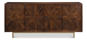 Sarreid Griglia Four Door Sideboard - Stylish Mango Wood Storage With Removable Shelf For Modern Homes Brown  53819