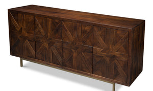 Sarreid Griglia Four Door Sideboard - Stylish Mango Wood Storage With Removable Shelf For Modern Homes Brown  53819