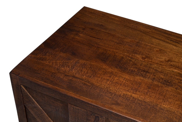 Sarreid Griglia Four Door Sideboard - Stylish Mango Wood Storage With Removable Shelf For Modern Homes Brown  53819