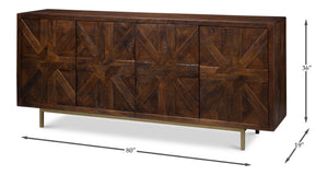 Sarreid Griglia Four Door Sideboard - Stylish Mango Wood Storage With Removable Shelf For Modern Homes Brown  53819