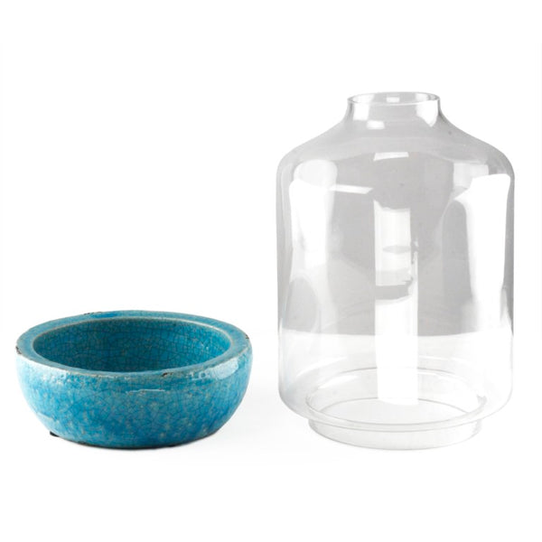 Zentique Crackled Blue Pottery Ceramic Accent Vase 8.5x14" Glossy Artisan Glaze, Coastal to Modern Decor Focal Piece 5381M