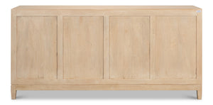 Sarreid Rayon Four Door Sideboard - Stylish Mango Wood With Biscuit Finish & 2 Removable Shelves For Storage Tan  53820