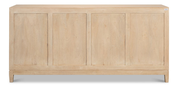 Sarreid Rayon Four Door Sideboard - Stylish Mango Wood With Biscuit Finish & 2 Removable Shelves For Storage Tan  53820