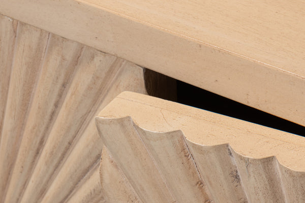 Sarreid Rayon Four Door Sideboard - Stylish Mango Wood With Biscuit Finish & 2 Removable Shelves For Storage Tan  53820