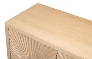 Sarreid Rayon Four Door Sideboard - Stylish Mango Wood With Biscuit Finish & 2 Removable Shelves For Storage Tan  53820