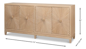 Sarreid Rayon Four Door Sideboard - Stylish Mango Wood With Biscuit Finish & 2 Removable Shelves For Storage Tan  53820