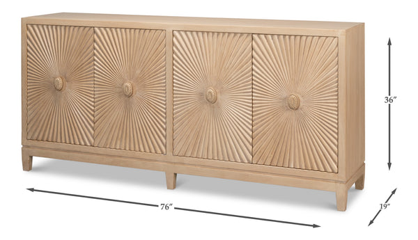 Sarreid Rayon Four Door Sideboard - Stylish Mango Wood With Biscuit Finish & 2 Removable Shelves For Storage Tan  53820