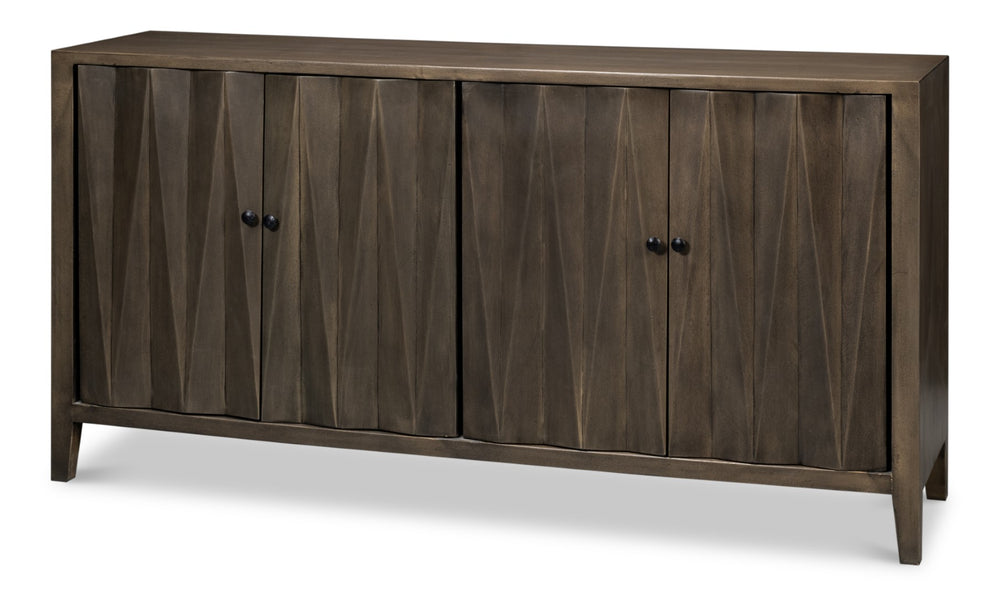 Sarreid Metropole Four Door Sideboard - Elegant Mango Wood Design With 2 Removable Shelves For Versatility Brown  53822