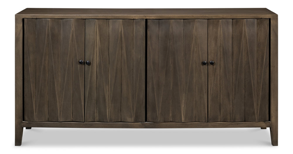 Sarreid Metropole Four Door Sideboard - Elegant Mango Wood Design With 2 Removable Shelves For Versatility Brown  53822