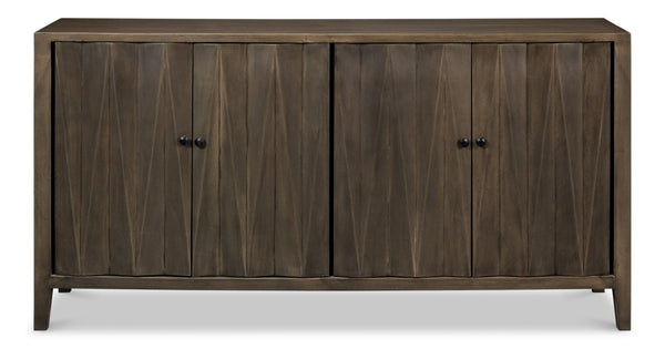 Sarreid Metropole Four Door Sideboard - Elegant Mango Wood Design With 2 Removable Shelves For Versatility Brown  53822