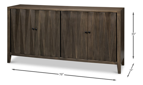 Sarreid Metropole Four Door Sideboard - Elegant Mango Wood Design With 2 Removable Shelves For Versatility Brown  53822