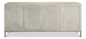 Sarreid Cubist Four Door Sideboard - Stylish Mango Wood Design With 2 Removable Shelves For Modern Spaces Grey  53823