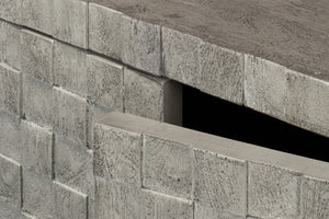 Sarreid Cubist Four Door Sideboard - Stylish Mango Wood Design With 2 Removable Shelves For Modern Spaces Grey  53823