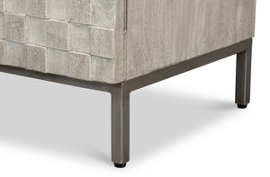 Sarreid Cubist Four Door Sideboard - Stylish Mango Wood Design With 2 Removable Shelves For Modern Spaces Grey  53823