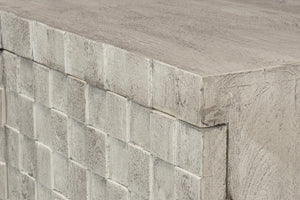 Sarreid Cubist Four Door Sideboard - Stylish Mango Wood Design With 2 Removable Shelves For Modern Spaces Grey  53823