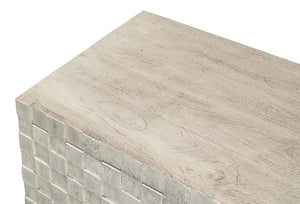 Sarreid Cubist Four Door Sideboard - Stylish Mango Wood Design With 2 Removable Shelves For Modern Spaces Grey  53823