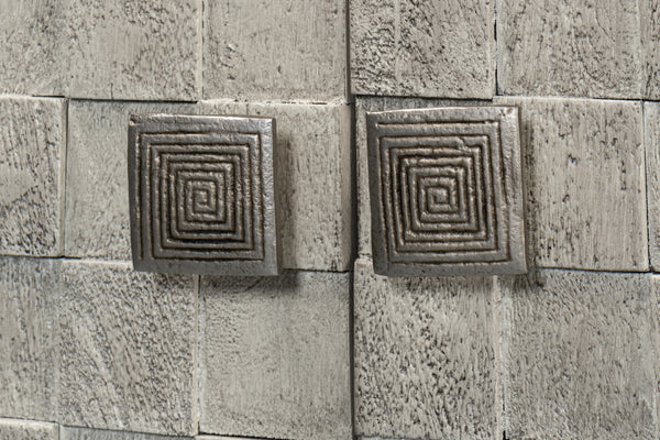 Sarreid Cubist Four Door Sideboard - Stylish Mango Wood Design With 2 Removable Shelves For Modern Spaces Grey  53823