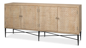 Sarreid Archie Four Door Sideboard - Elegant Mango Wood With 2 Removable Shelves For Stylish Storage Solutions Tan  53824