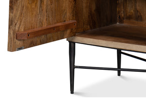 Sarreid Archie Four Door Sideboard - Elegant Mango Wood With 2 Removable Shelves For Stylish Storage Solutions Tan  53824