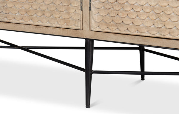 Sarreid Archie Four Door Sideboard - Elegant Mango Wood With 2 Removable Shelves For Stylish Storage Solutions Tan  53824