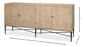 Sarreid Archie Four Door Sideboard - Elegant Mango Wood With 2 Removable Shelves For Stylish Storage Solutions Tan  53824