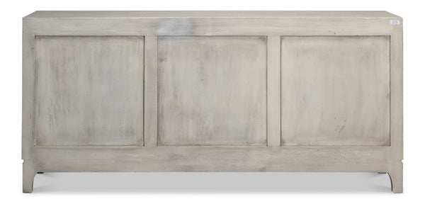 Sarreid Rafina Three Door Sideboard - Stylish Mango Wood Design With 3 Removable Shelves For Versatile Storage Grey  53826