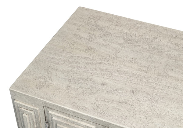 Sarreid Rafina Three Door Sideboard - Stylish Mango Wood Design With 3 Removable Shelves For Versatile Storage Grey  53826