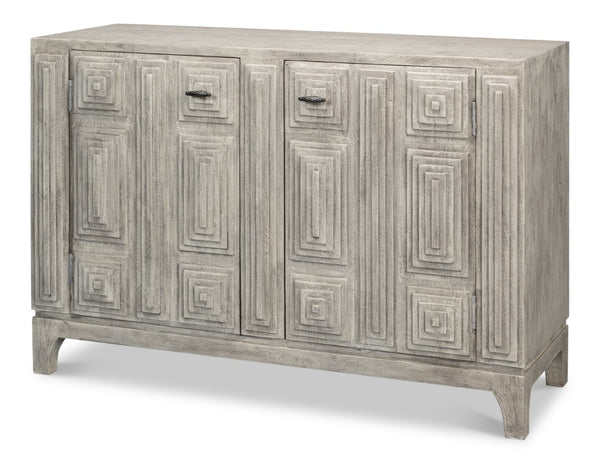 Sarreid Rafina Two Door Sideboard - Stylish Mango Wood Storage With 2 Removable Shelves For Modern Homes Grey  53827