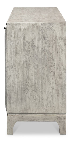 Sarreid Rafina Two Door Sideboard - Stylish Mango Wood Storage With 2 Removable Shelves For Modern Homes Grey  53827