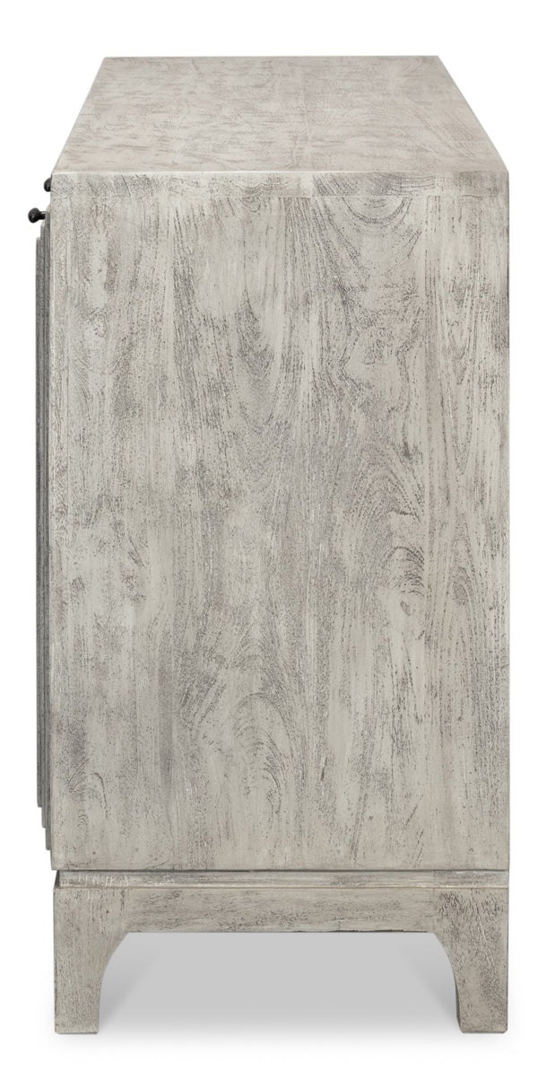 Sarreid Rafina Two Door Sideboard - Stylish Mango Wood Storage With 2 Removable Shelves For Modern Homes Grey  53827