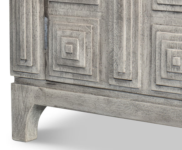 Sarreid Rafina Two Door Sideboard - Stylish Mango Wood Storage With 2 Removable Shelves For Modern Homes Grey  53827