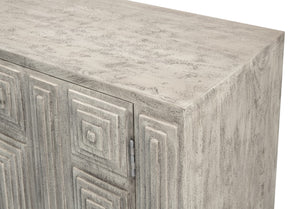 Sarreid Rafina Two Door Sideboard - Stylish Mango Wood Storage With 2 Removable Shelves For Modern Homes Grey  53827