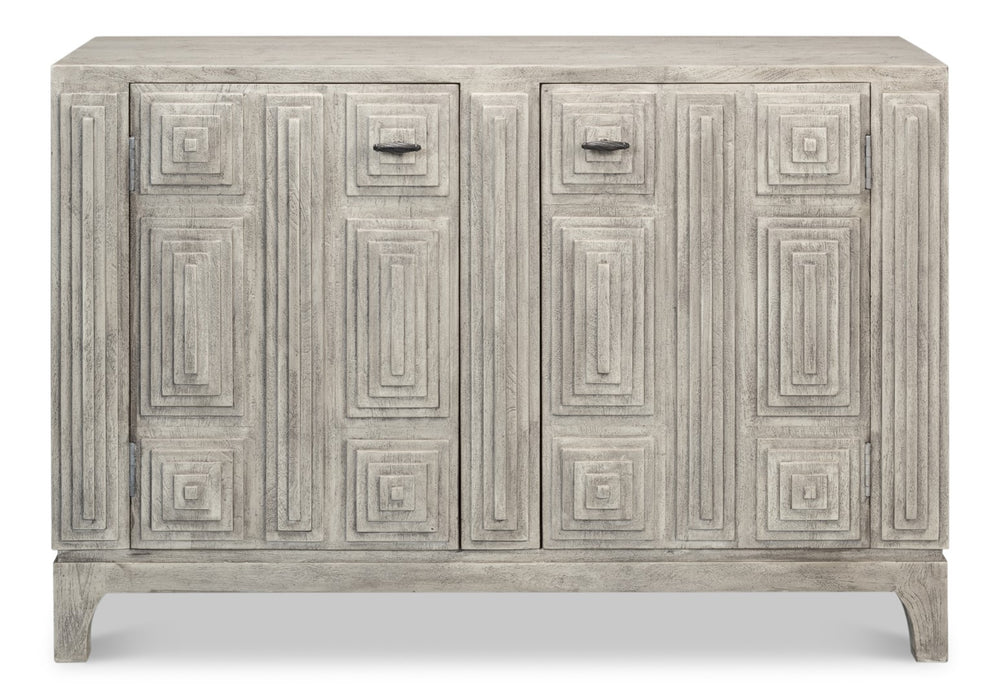 Sarreid Rafina Two Door Sideboard - Stylish Mango Wood Storage With 2 Removable Shelves For Modern Homes Grey  53827
