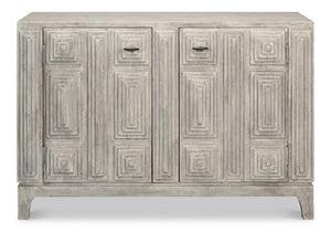 Sarreid Rafina Two Door Sideboard - Stylish Mango Wood Storage With 2 Removable Shelves For Modern Homes Grey  53827