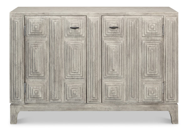 Sarreid Rafina Two Door Sideboard - Stylish Mango Wood Storage With 2 Removable Shelves For Modern Homes Grey  53827