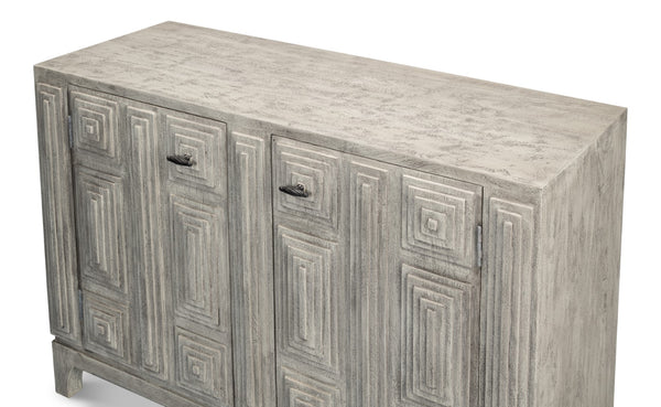 Sarreid Rafina Two Door Sideboard - Stylish Mango Wood Storage With 2 Removable Shelves For Modern Homes Grey  53827