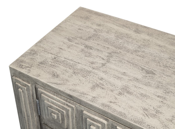 Sarreid Rafina Two Door Sideboard - Stylish Mango Wood Storage With 2 Removable Shelves For Modern Homes Grey  53827