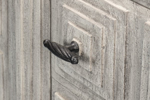 Sarreid Rafina Two Door Sideboard - Stylish Mango Wood Storage With 2 Removable Shelves For Modern Homes Grey  53827