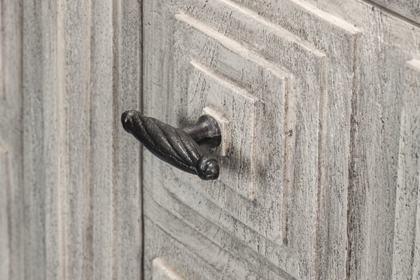 Sarreid Rafina Two Door Sideboard - Stylish Mango Wood Storage With 2 Removable Shelves For Modern Homes Grey  53827