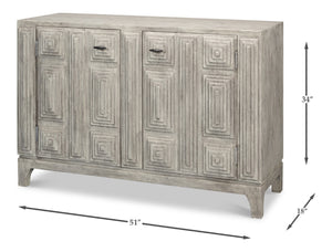 Sarreid Rafina Two Door Sideboard - Stylish Mango Wood Storage With 2 Removable Shelves For Modern Homes Grey  53827
